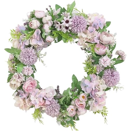 Amazon Joymerit リース 結婚式 造花 花輪 クリスマスリース 牡丹 シルクフラワー 玄関 ドア 壁掛け ぶら下げ飾り 全3色 紫 リース おもちゃ