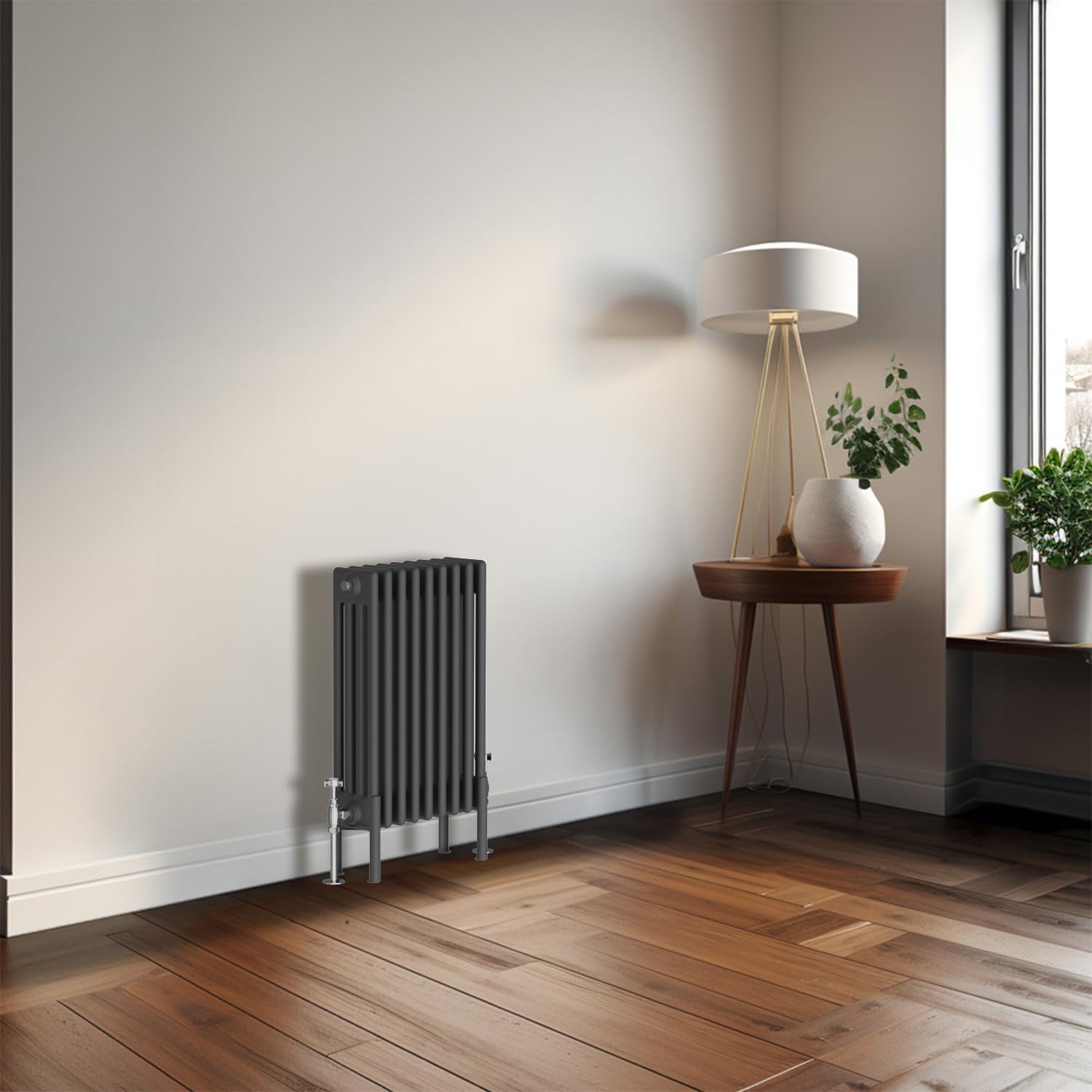Blümme Traditional 600 x 425mm Horizontal Cast Iron Radiator Central Heating Radiators Four Column Anthracite