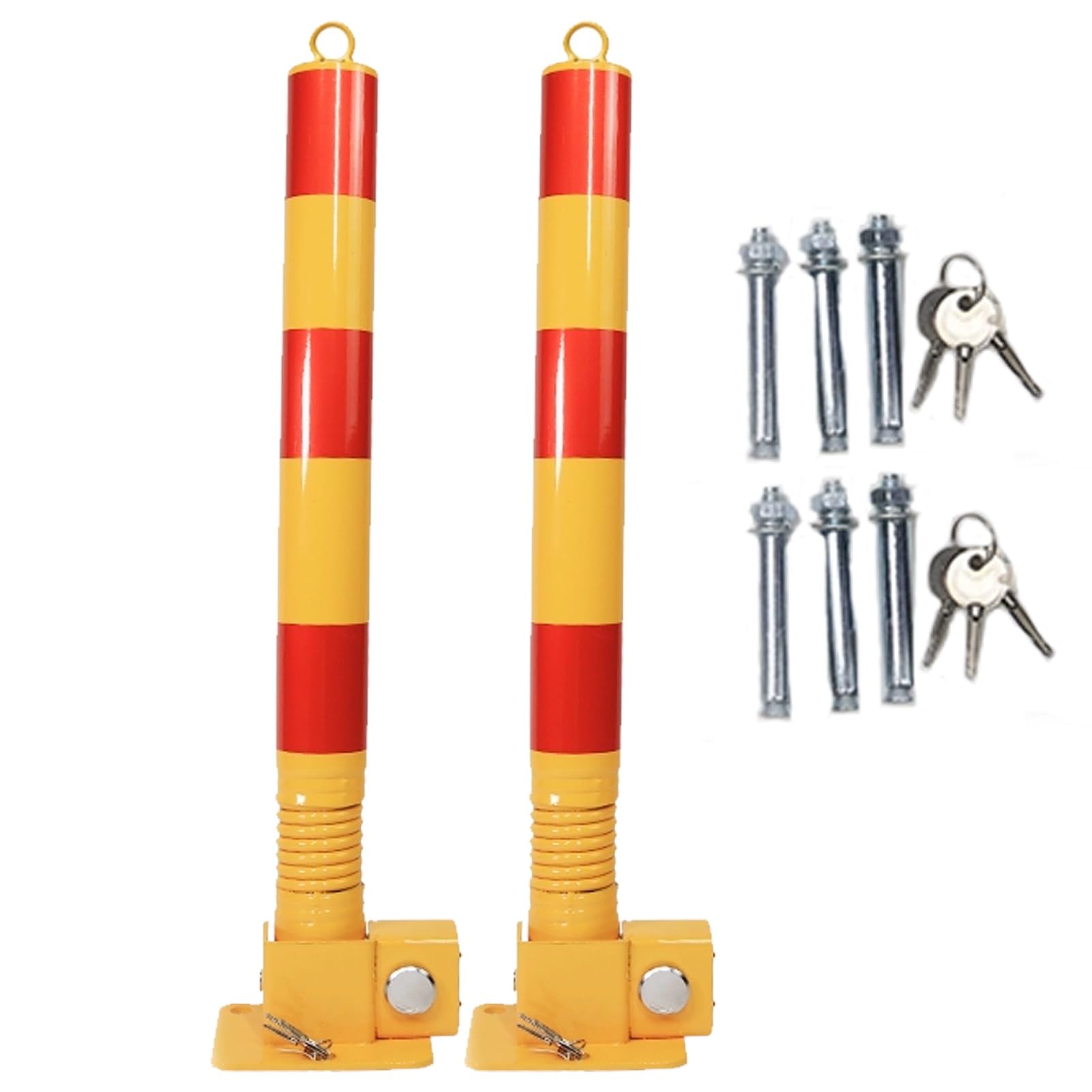 DUANHOZ Security Bollard - Reflective Parking Barrier for Driveway and Car Park Safety, Prevents Unauthorized Access