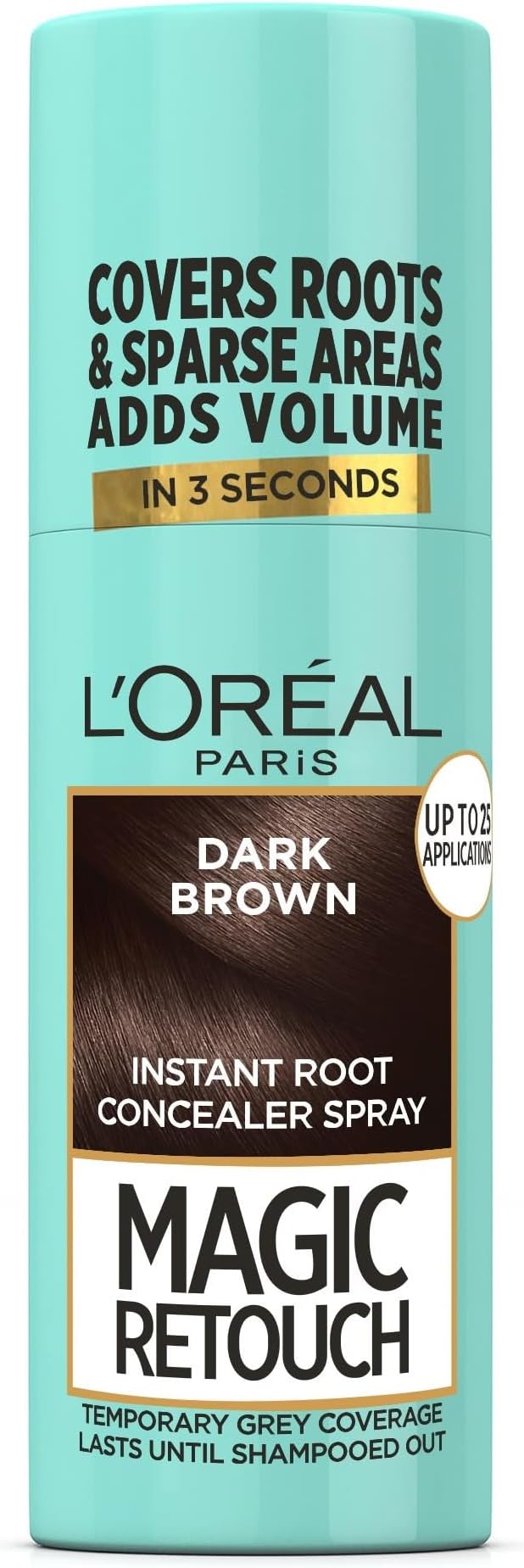 L’Oréal Paris Magic Retouch Instant Root Concealer Spray, Quick Grey Coverage, Easy Application, Home, Salon Hair Dye or Hair Colour, Shade: Black, 75ml