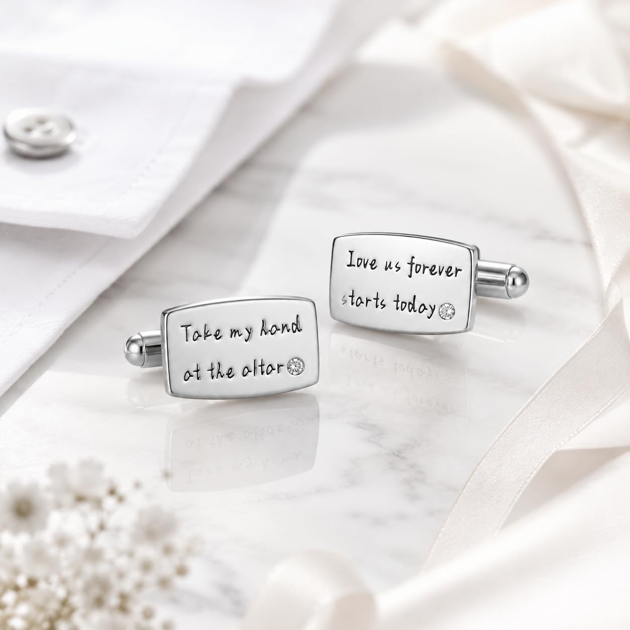 Gemelos de boda S925 para boda y día del padre, regalo para hombre