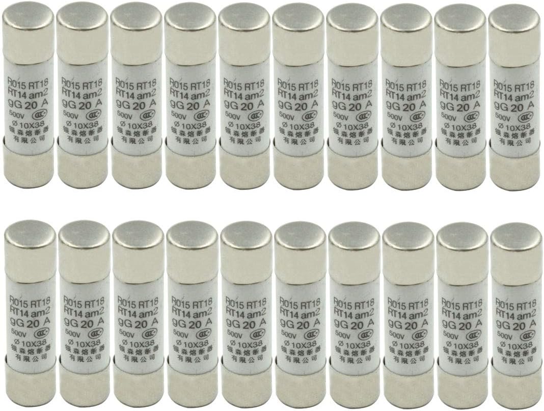 500V 20A R015 RT18 RT14 Fast Blow Ceramic Fuse Links 10 x 38mm/0.4" x 1.5" (3/8" x 1-1/2") - (20 Pcs)