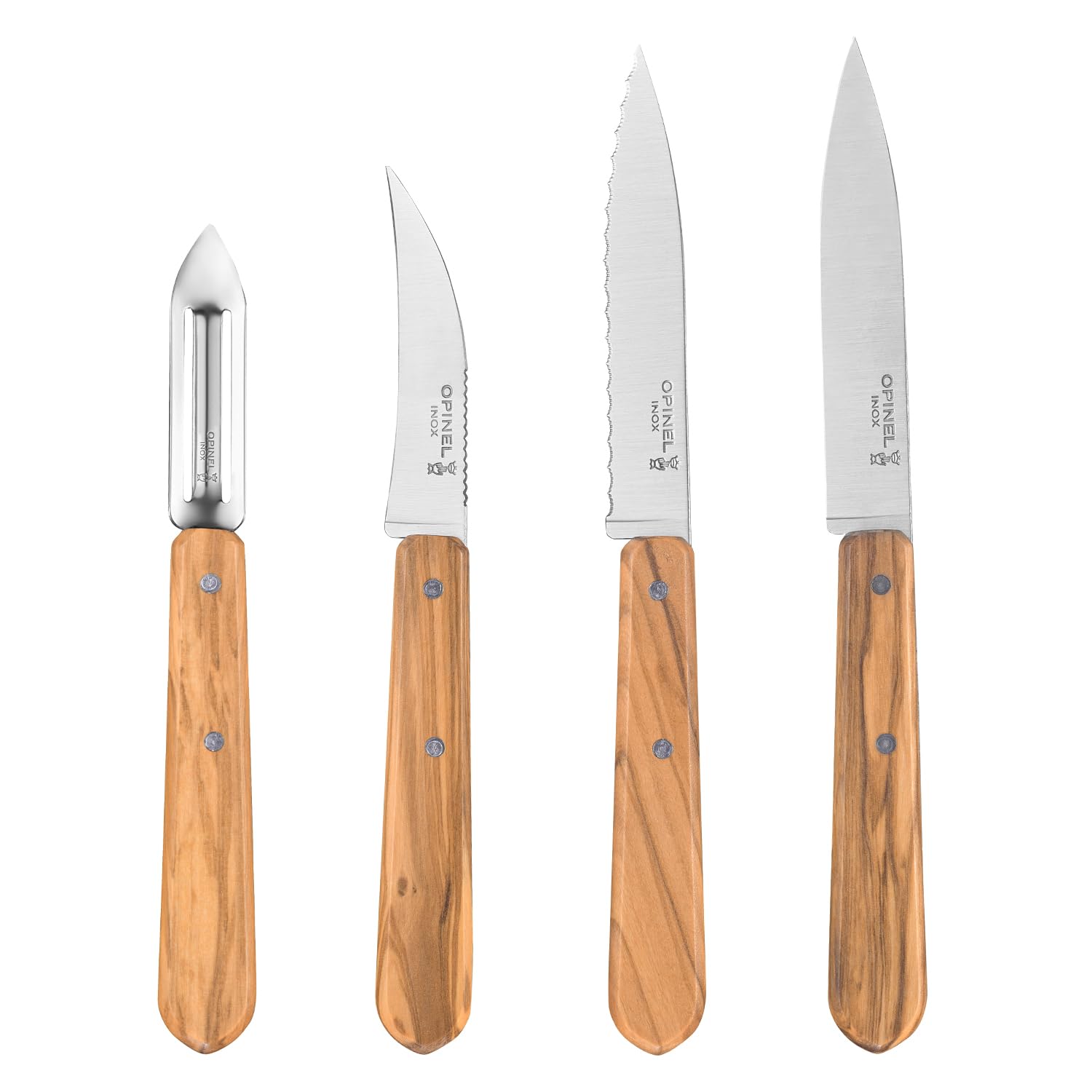 Opinel Essentials Kitchen Knife Box Set - Olive Wood