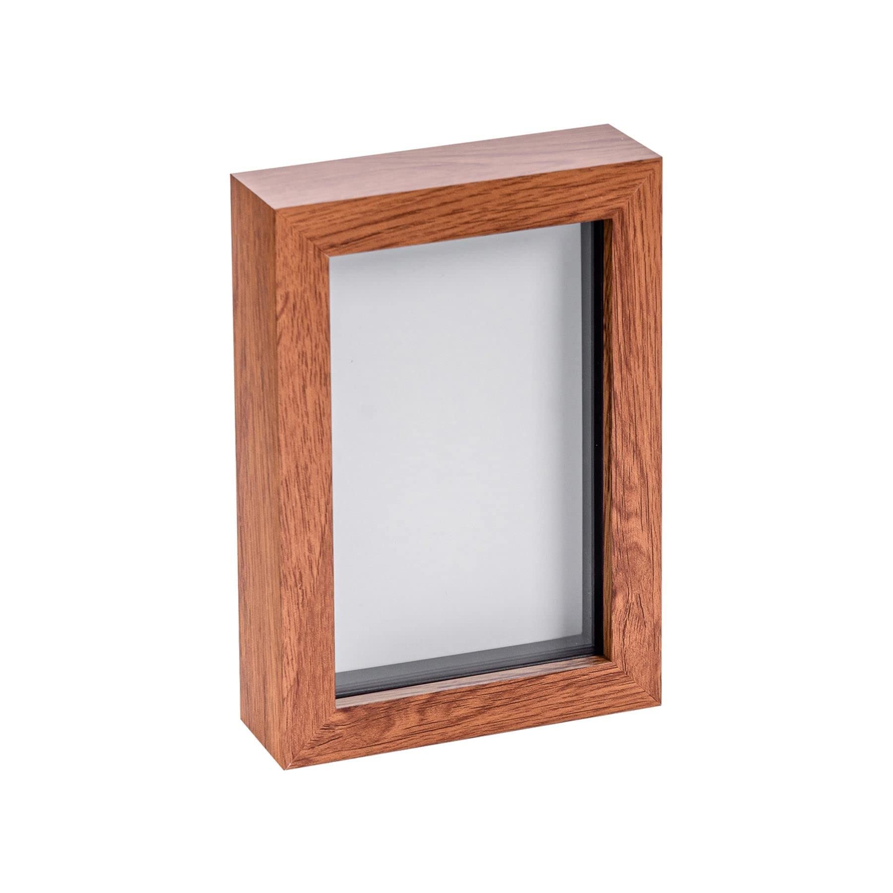 Nicola Spring 3D Shadow Box Photo Frame - 4 x 6 (10 x 15cm) - Pack of 1 - Dark Wood 3D Photo Picture Frame Box Small Portrait Display Case for Crafts, Keepsakes, Wedding, Graduation