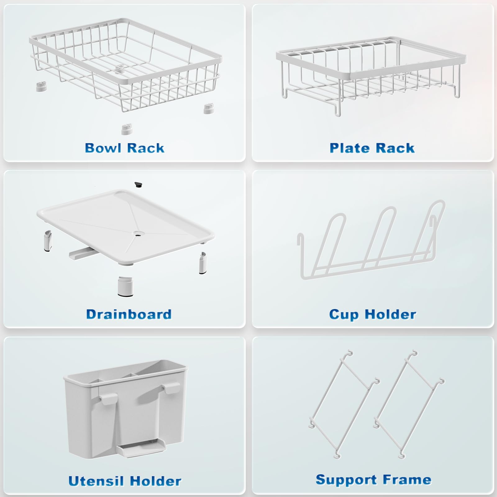 GAOKASE Escurridor de platos de 2 niveles, escurridor de platos que ahorra espacio para encimera de cocina, escurridor de platos con escurridor, soporte para utensilios y taza y boquilla giratoria
