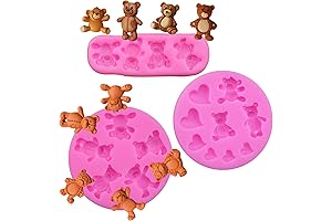 3 Pieces Cute Bear Fondant Mold Set