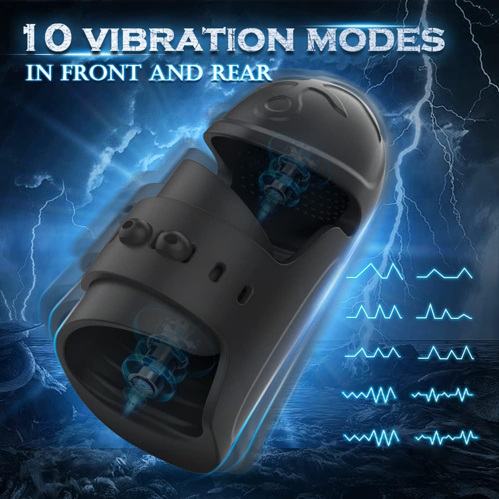 360° Full Wrapping & Waterproof Vibrating Male Masturbator, Adjustable Buckle Male Penis Vibrator with 10 Vibration for Glans Training Prolong Endurance, Double Motors Male Sex Toy for Men Pleasure