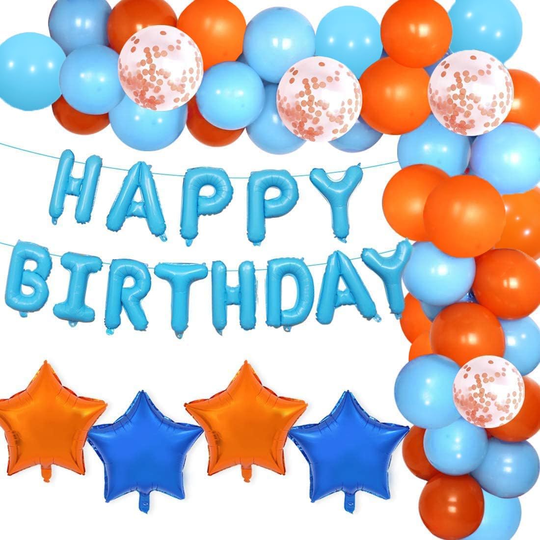 Blue and Orange Balloon Garland Kit 72 Pack Birthday Party Decorations Balloon Garland Arch Kit Happy Birthday Banner