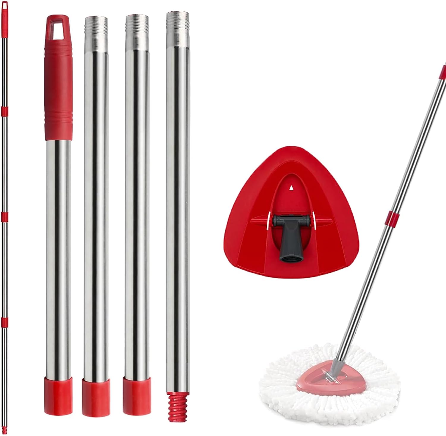 Mop Handle Replacement,4 Section Compatible with O-Cedar Spin Mop Refills 30″” to 58″” with 1 Mop Head Basee Fits O-Cedar EasyWring 1 Tank Spin Mop Handle Replacement,4 Section Compatible with O-Cedar Spin Mop Refills 30″” to 58″” with 1 Mop Head Basee Fits O-Cedar EasyWring 1 Tank Spin