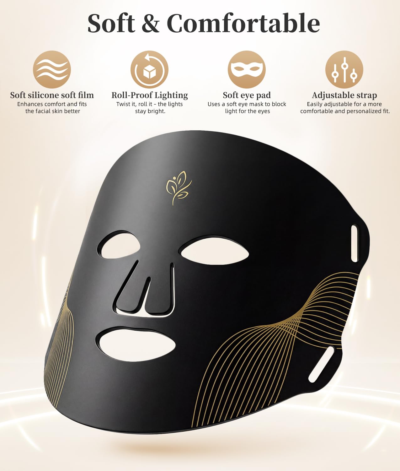 Masque de luminothérapie à LED - Masque facial à lumière rouge - Longueur d'onde rouge pour un usage domestique - Soins de la peau avancés en toute simplicité