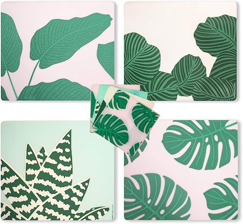 modern-twist Juego de 4 manteles individuales de 14 x 16 pulgadas y juego de 4-4 x 4 posavasos, silicona, BPA, sin PVC, apto para lavavajillas,