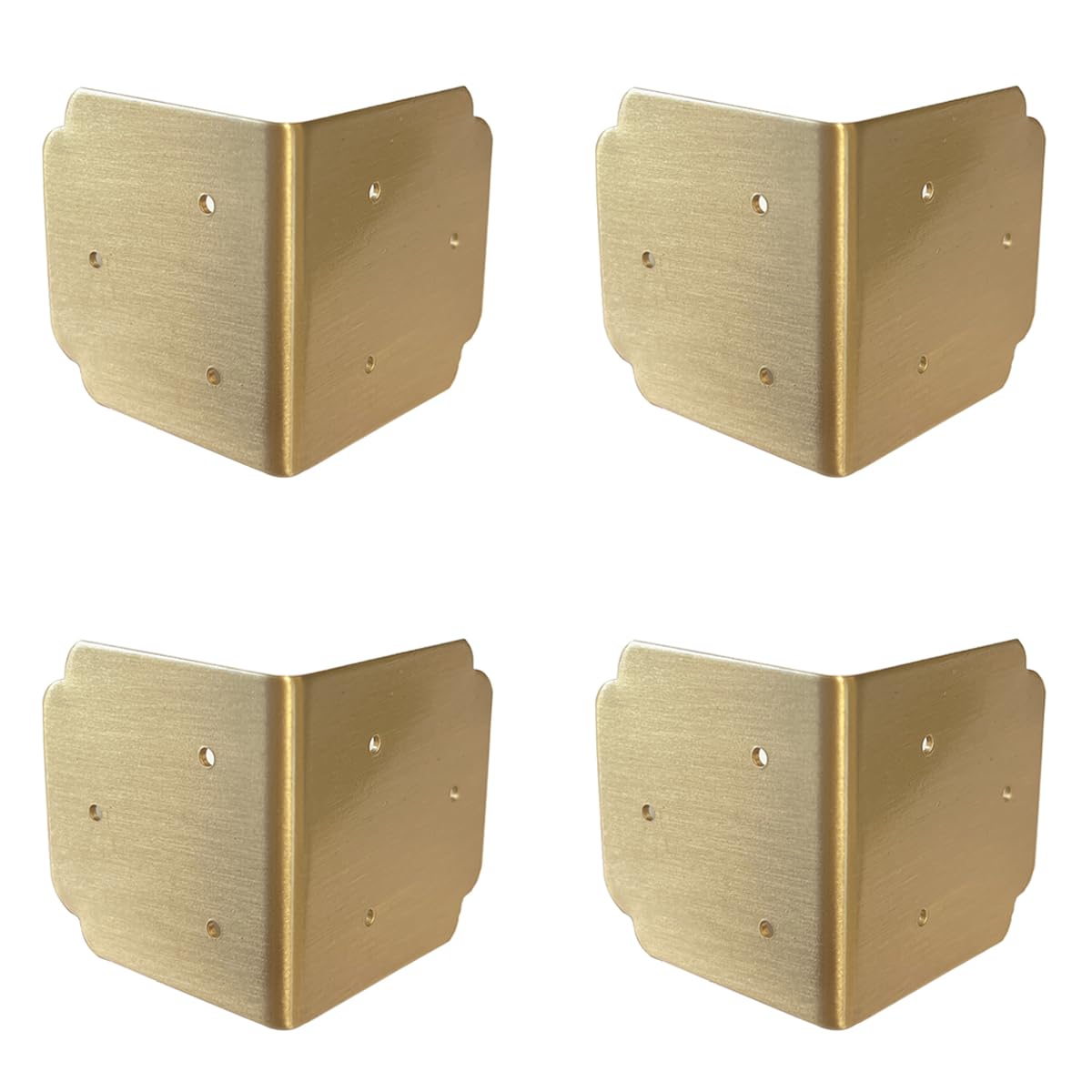 Dasaziya Brass 4Pcs Antique Solid Corner Guards 90° Angle Edge Vintage Protectors For Table Chair Cabinet Corner Protectors (Brass)