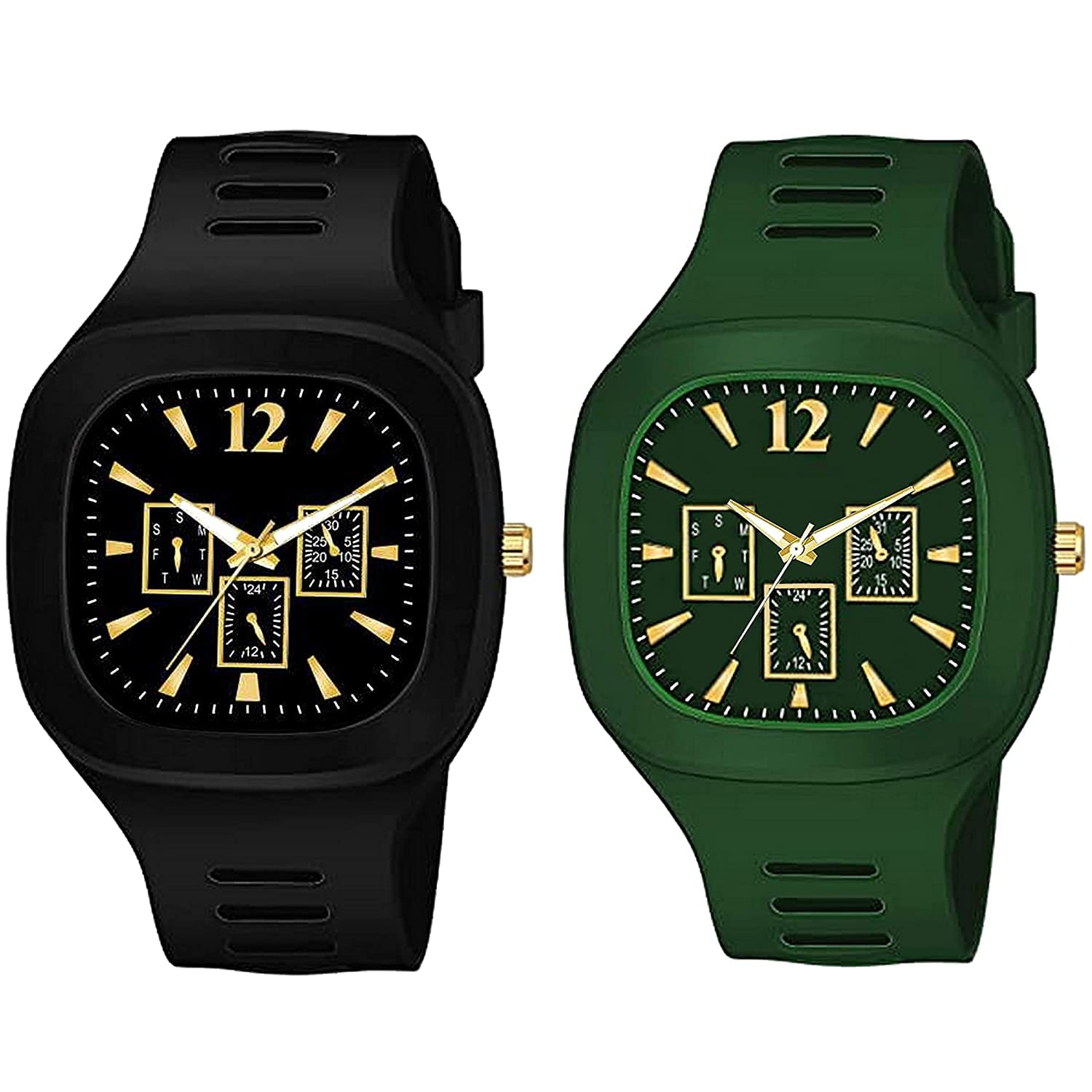 Royal Collection New Combo of Square Dial Black and White Silicone Strap ADDI Stylish Designer Analog Watch - for Boys & Men (Black, Green) (B0BTWDH14K) Amazon Price History, Amazon Price Tracker