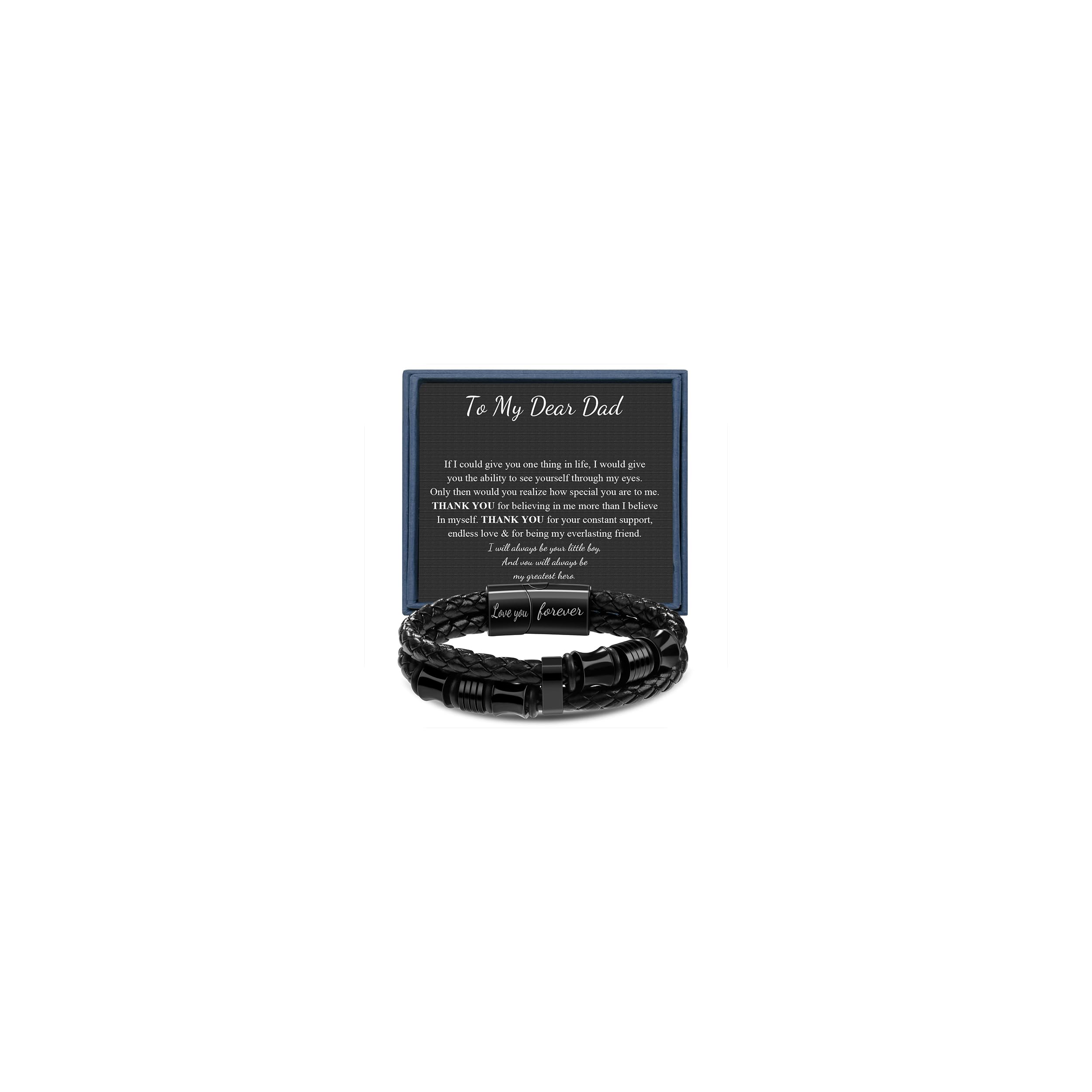 Gifts for Man Leather Bracelet for Men Cool Gifts for Dad Son Boyfriend Husband Birthday Gifts for Anniversary