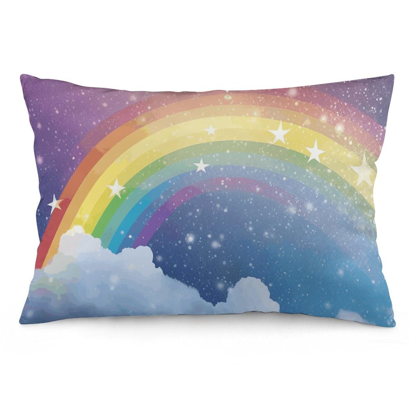 2 Pack Pillow Cases for Hair and Skin, Soft Breathable Pillow Case Covers with Hidden Zipper, Star in Rainbow Sky Pillowcase 12 "x20 Pillow Covers for Sleeping Gift