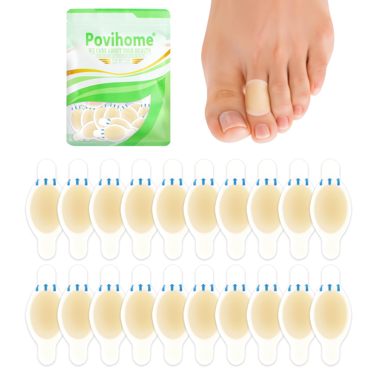 Povihome Gel Blister Bandages Blister Cushions - Water Resistant Hydrocolloid Bandages for Foot, Toe, & Heel - Blister Pads for Prevention & Recovery