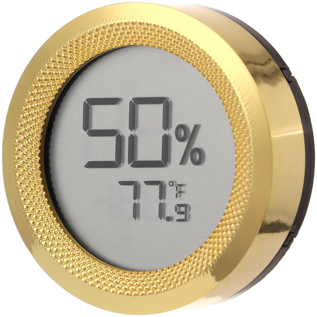 Digitales Hygrometer und Thermometer, kompakte Metallanzeige für Humidor und Schrank, Feuchtigkeits- und Temperaturmesser für den Haushalt, mit Anzeige in Fahrenheit (℉) und Celsius (℃)