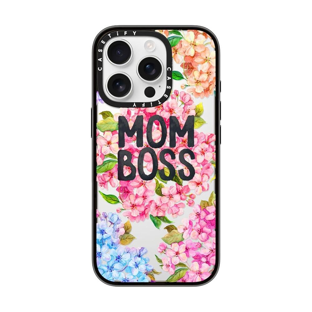 CASETiFY Compact Case for iPhone 16 Pro [Lightweight / 4 ft. 2X Military Grade Drop Protection/Slim] - MOM BOSS - Clear Black