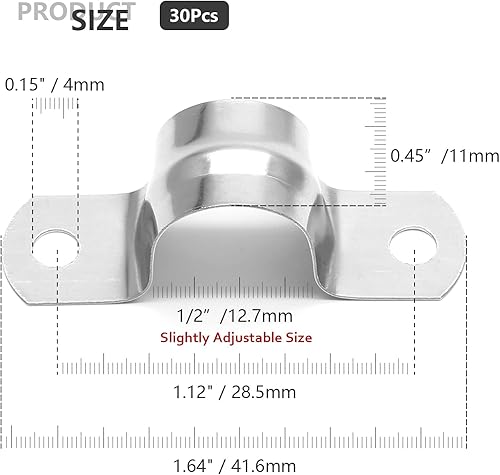 Miniatura 4 de Jersvimc 30 abrazaderas de conducto de acero inoxidable de 12 pulgada, correa de dos agujeros, soporte en U, correa de tubo rígida, abrazadera de
