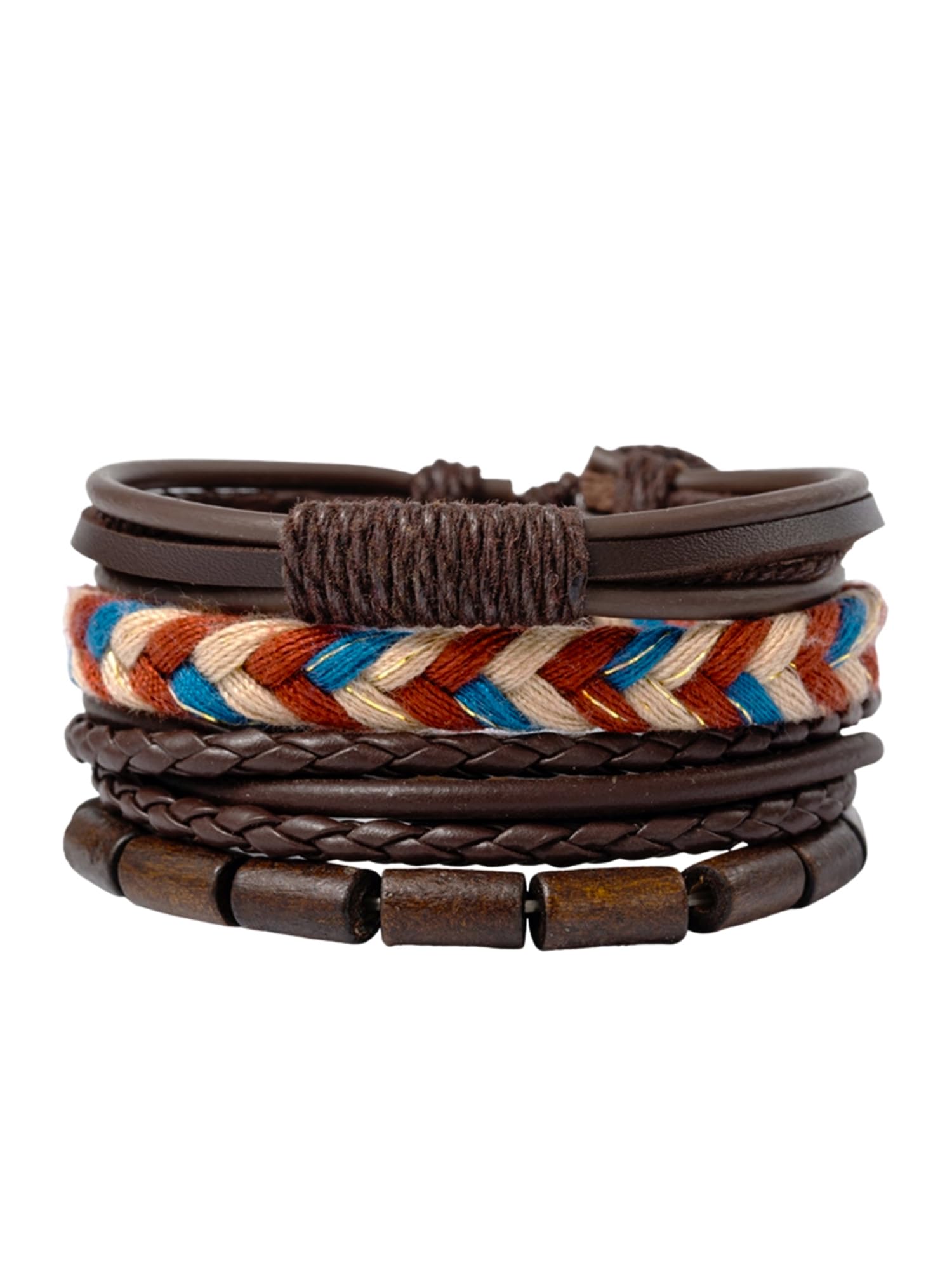 Yellow Chimes Combo Leather Wraps Casual Latest Trend Multi Strand Wrist Bracelets for Men and Women (Unisex)