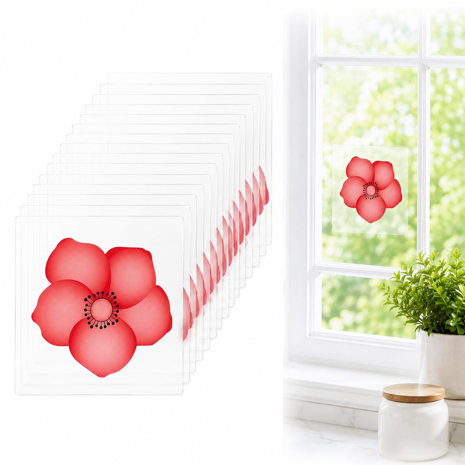 20Pcs Blossom Window Fly Stickers, Indoor Kitchen Sticky Fruit Fly Traps