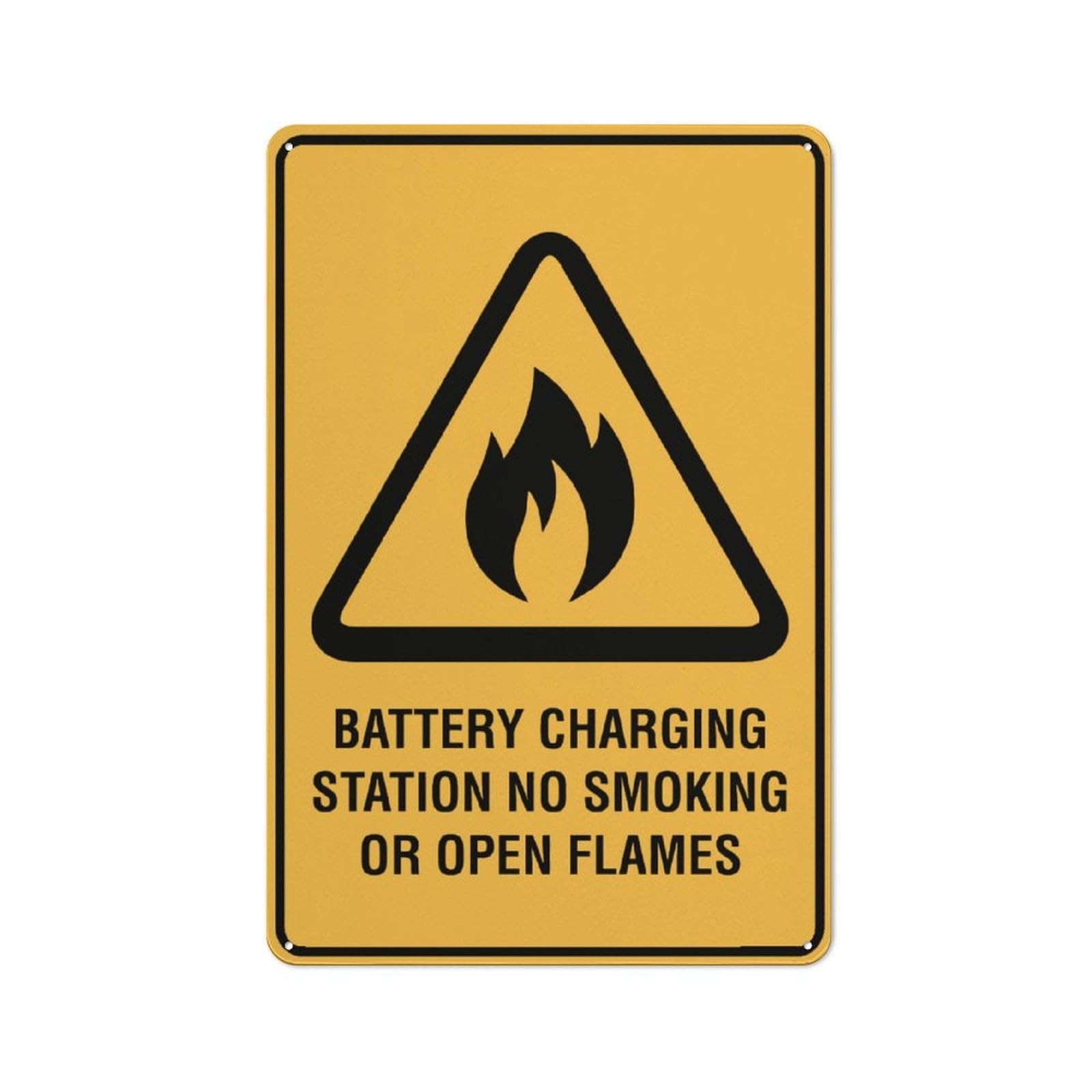 peiyeety Caution Battery Charging Station No Smoking Or Open Flame Sign for House Door Office Business Yard,Metal Aluminum Rust Free Sign - 12x16 Inches, Pre-Drilled Holes, Weather Resistant