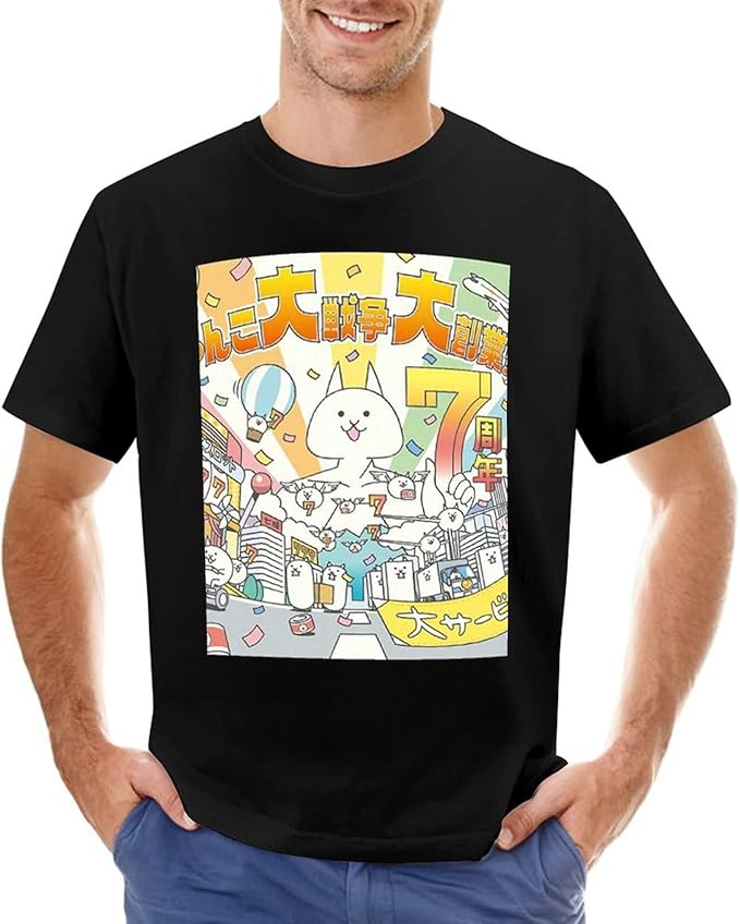 Amazon Tシャツ 半袖 服 メンズ 夏 吸汗速乾 丸襟 柔らかい 快適トップス半袖 ティーシャツ 通勤 通学 綿100 インナーシャツ涼しい ゆったり日常用 ポーツtシャツ にゃんこ大戦争1 Tシャツ カットソー 通販