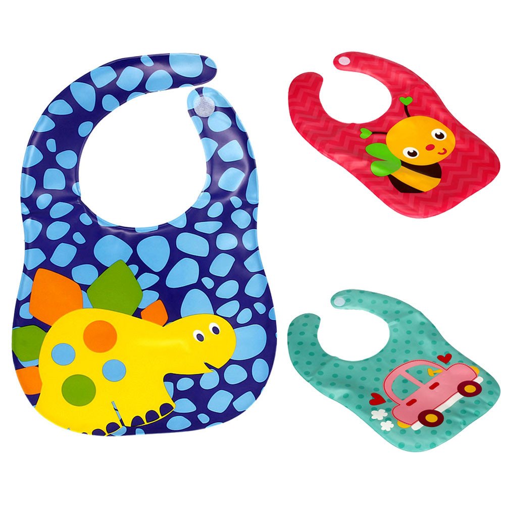 June# Baby Bib Waterproof Unisex Baby Bib EVA Baby Bandana Drool Baby Bib Apron Baby Drool Bibs for Infant Toddler 6 Months to 6 Years Old (Blue, 44.5x28cm)