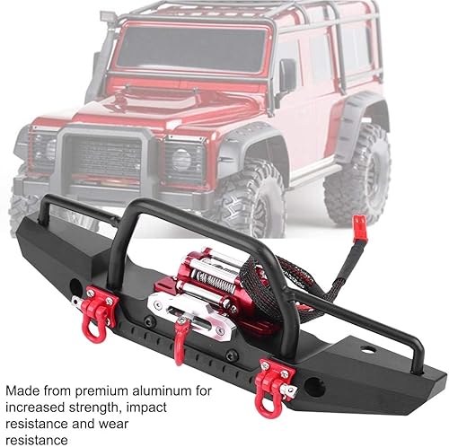 Miniatura 2 de Parachoques delantero RC, parachoques delantero de aleación de aluminio con cabrestante para -4 piezas de actualización RC Car Crawler, metal pesado