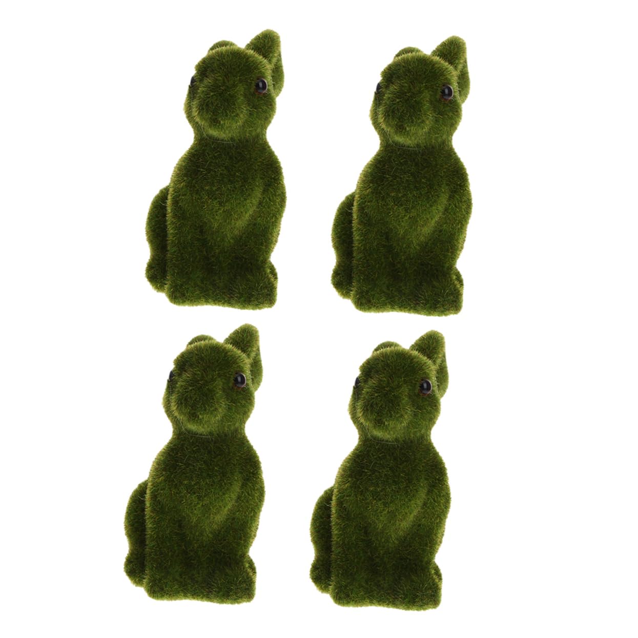 Statue de lapin artificiel vert et décoration de mousse floquée pour ambiance printanière de Pâques