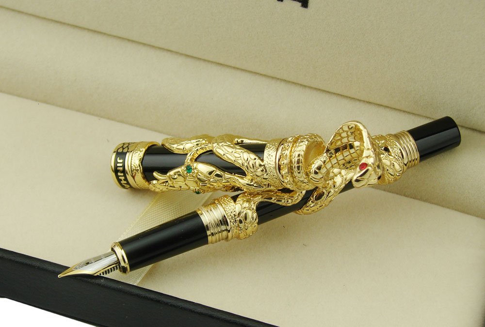 Amazon | Erofa Jinhao 3 D ヘビ柄コレクション ペン、高級黄金万年筆
