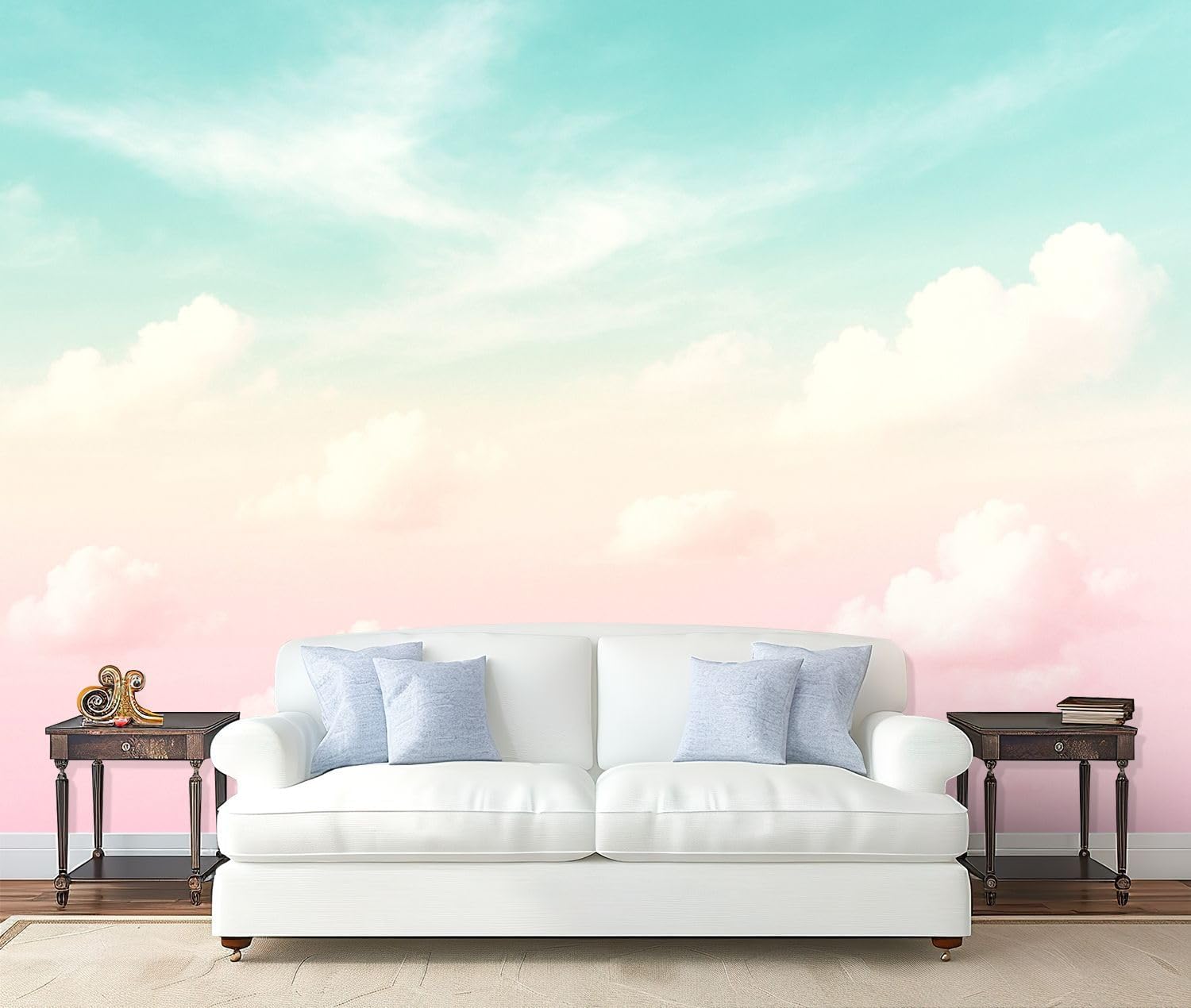 Wall Mural Peel and Stick Sky Pastel Cloud Pink Blue Sunrise Sunset