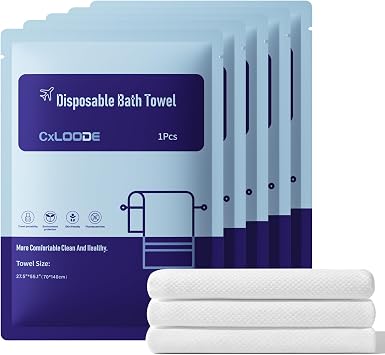 5 Pack Disposable Bath Towels for Travel, Disposable Towels Travel Towel Reusable for Hotel Travel Essential, Large Camping Towel 55.1 x 27.5 Inches, for Hiking Camping Sports Swimming and Traveling