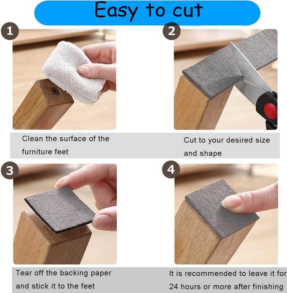 Miniatura 4 de Almohadillas de muebles para suelos de madera dura de 15 x 51 x 2 pulgadas, rollo de fieltro mecedor, tira autoadhesiva, almohadillas suaves para