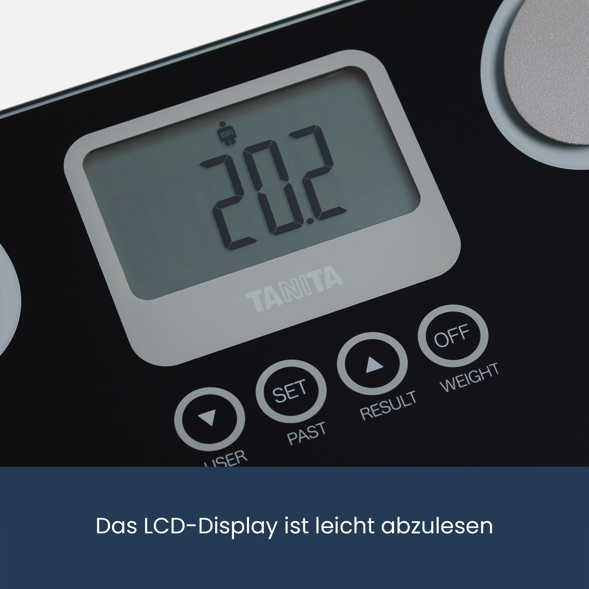 TANITA BC-731 Kompakte Innerscan-Körperanalysewaage aus Glas Gut Ablesbares LCD-Display 10 Messungen Schwarz