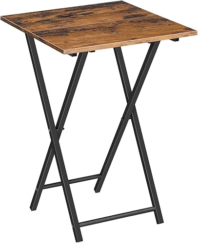 HOOBRO Mesa plegable para TV, bandeja de TV de madera, mesa auxiliar portátil para sofá, mesa auxiliar industrial para aperitivos para espacios