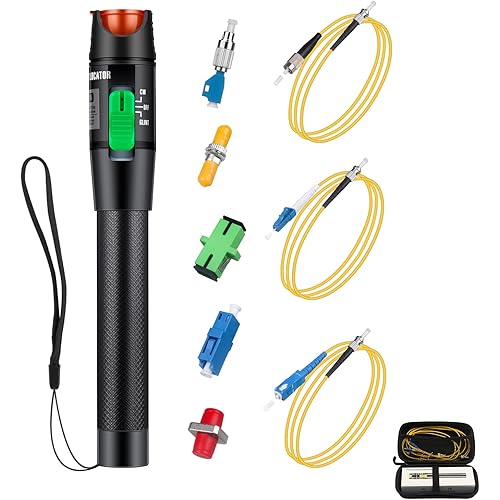 Fiber Optic Cable Troubleshoot Kit - 1pc Visual Fault Locator & FC to LC Adapter & 1pc LC, SC, ST, FC Coupler & 3 Short Patch Cords (Mode Number: VFL-30)