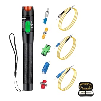 Fiber Optic Cable Troubleshoot Kit - 1pc Visual Fault Locator & FC to LC Adapter & 1pc LC, SC, ST, FC Coupler & 3 Short Patch Cords Mode Number VFL-30