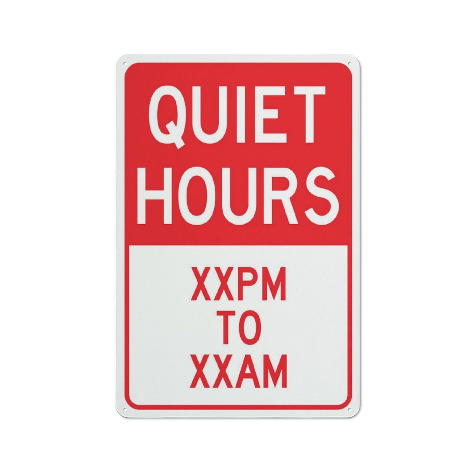 Quiet Hours Sign For Business 8""X12"" Rust Free Aluminum Uv Printed,4 Pre-Drilled Holes.Durable/Weatherproof
