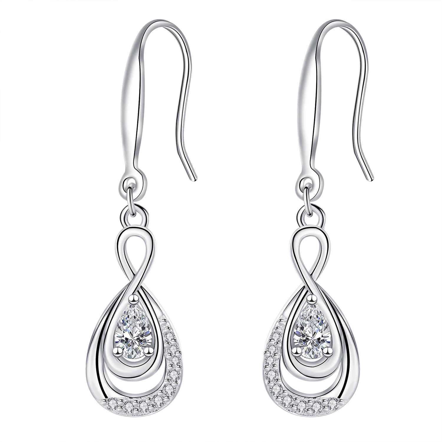 Hifeeled Pendientes Infinito Mujer Plata de Ley 925 Colgante Infinity con Circonita Cúbica,Regalo Original Mujers Niñas Joyas