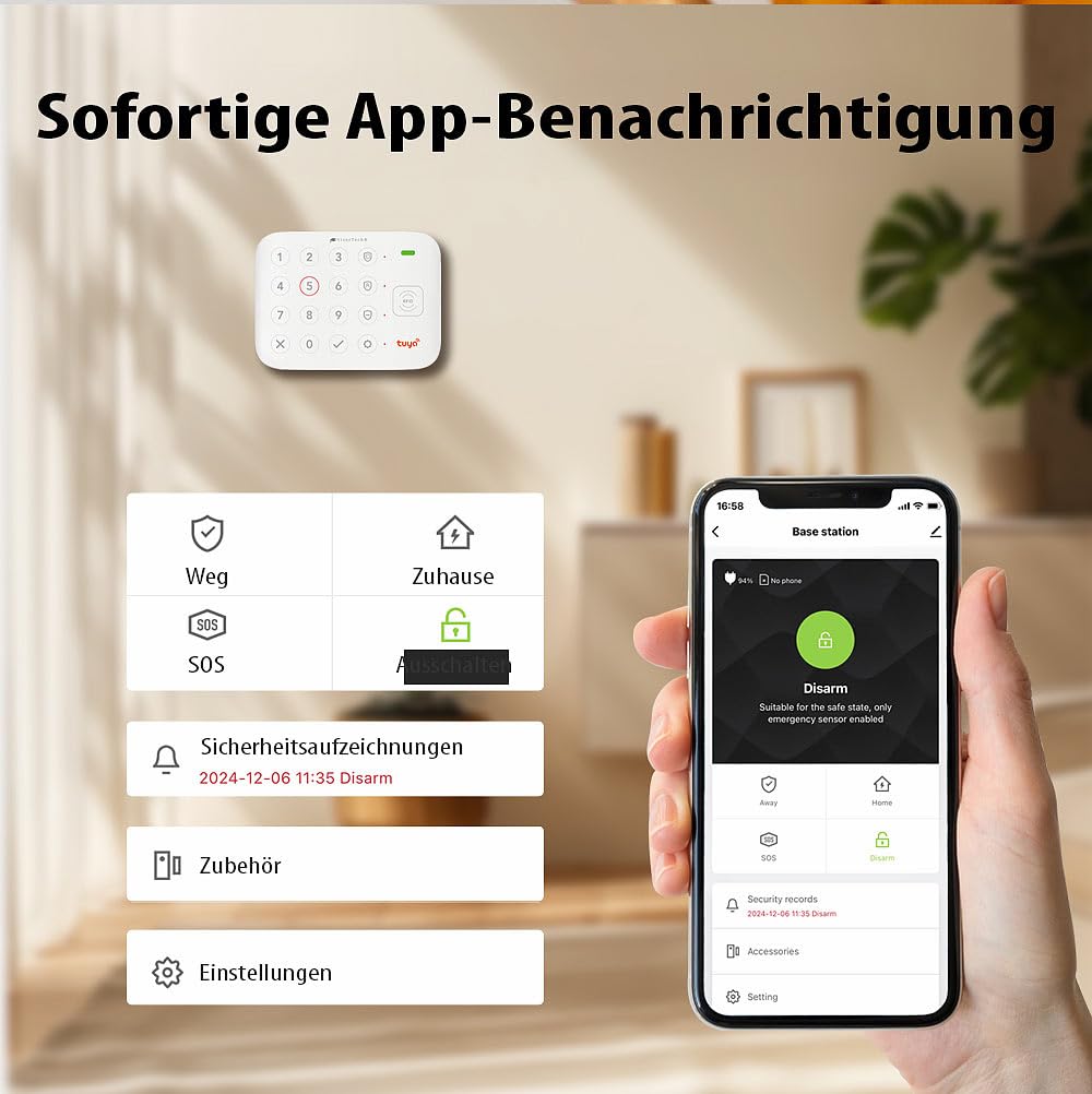 VisorTech Sistema Alarma WiFi: Juego de 6 Piezas Juego de Alarma WiFi, 2X Sensor para Puertas/Ventanas, Detector de Movimiento PIR inalámbrico (con Contacto para Ventana, Kit, Tableta)