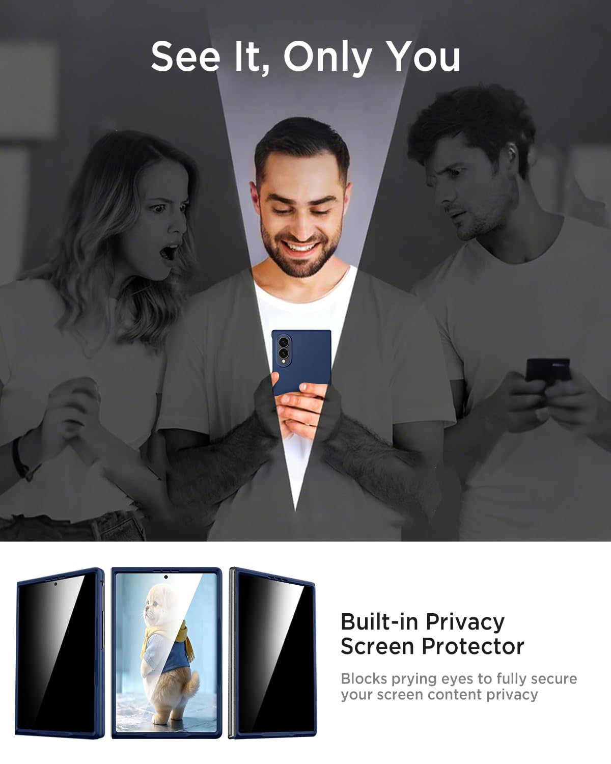 Miimall Custodia protettiva anti-spia per Samsung Galaxy Z Fold 8 Slim per Mag Safe [schermo privacy integrato in vetro temperato] forte magnete di grado militare robusta custodia protettiva rigida