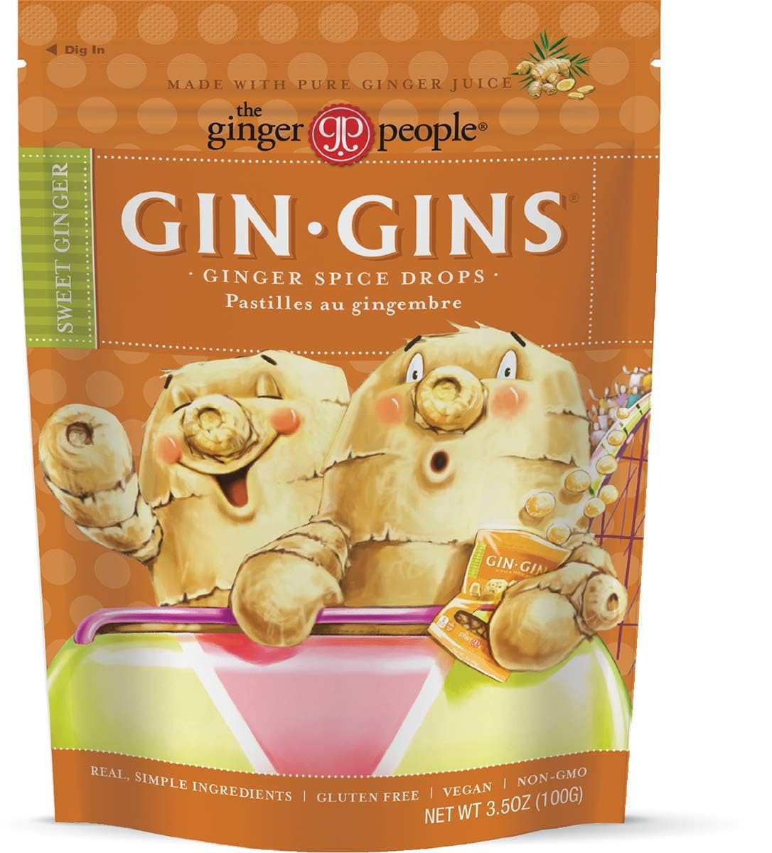 GIN GINS Spice Drops by The Ginger People, 3.5 Oz (Pack of 12)