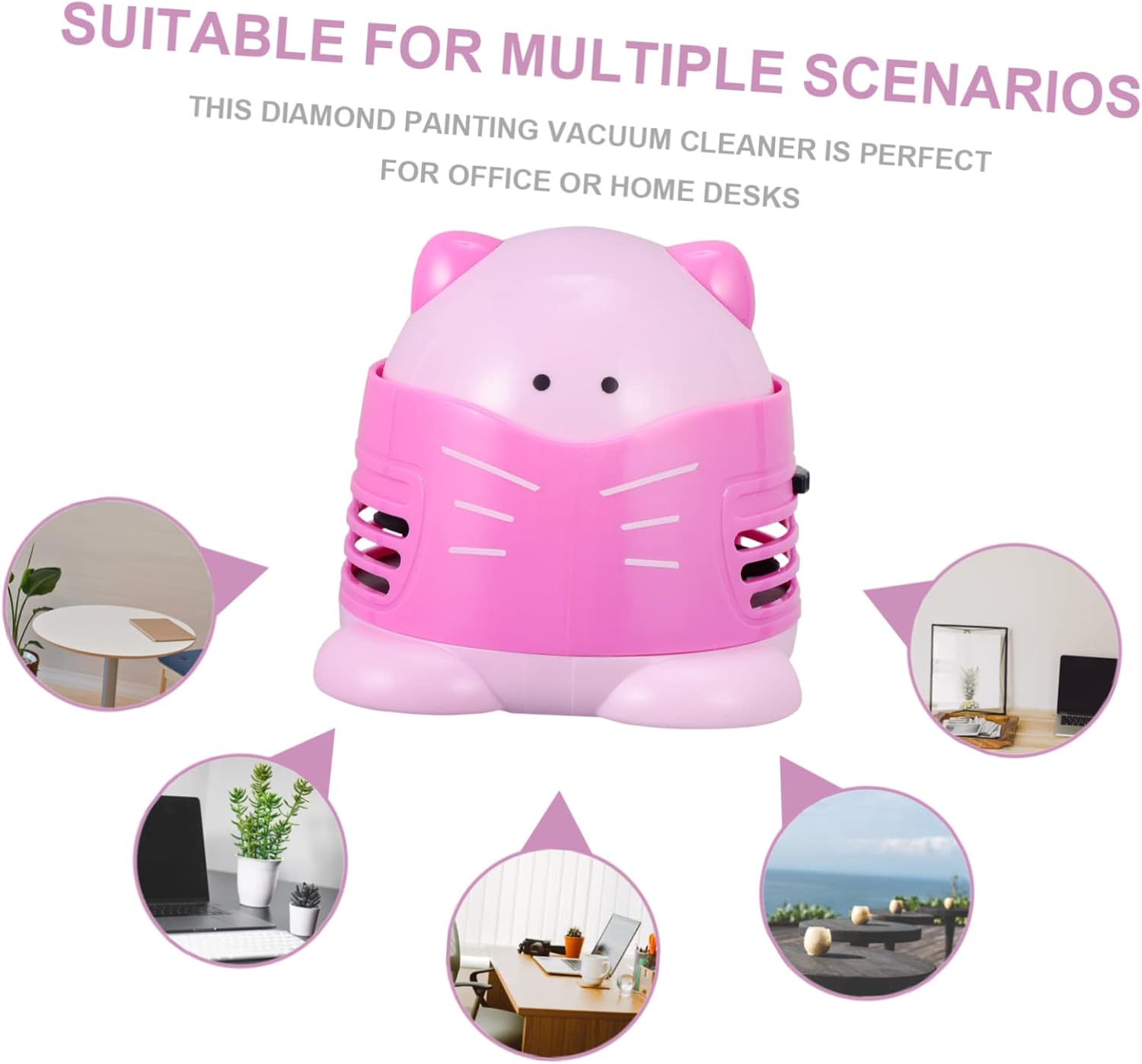 Lurrose Cartoon Cat Desktop Vacuum Cleaner Accessories Portable Mini Table Dust Collector USB Rechargeable Lightweight Design