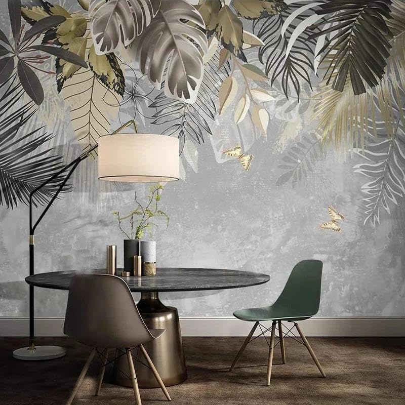 Papier peint mural 3d feuilles d'exception en tissu non tissé pour un salon élégant