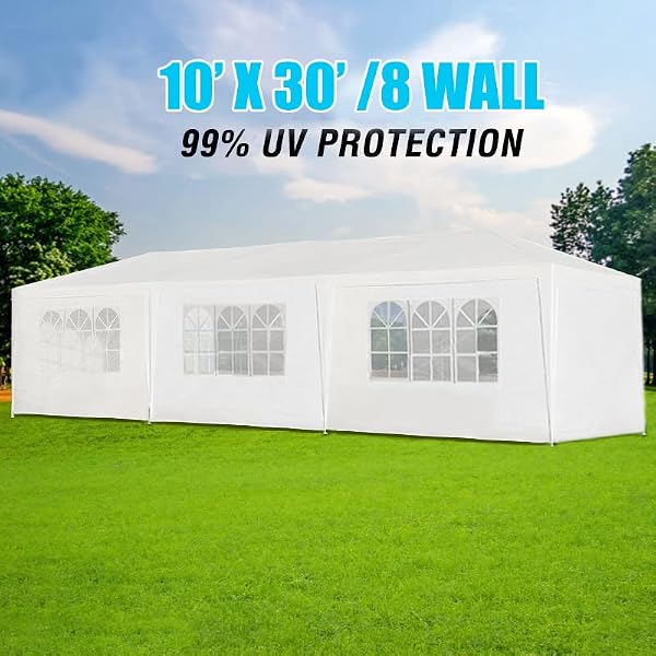10'x30' Party Tent, Outdoor Wedding Canopy Tents for Parties with 8 Removable Sidewalls, Heavy Duty Canopy Outside Gazebo Event Tent for Parties Garden Patio Backyard, White by PeakPursuit - Image 5