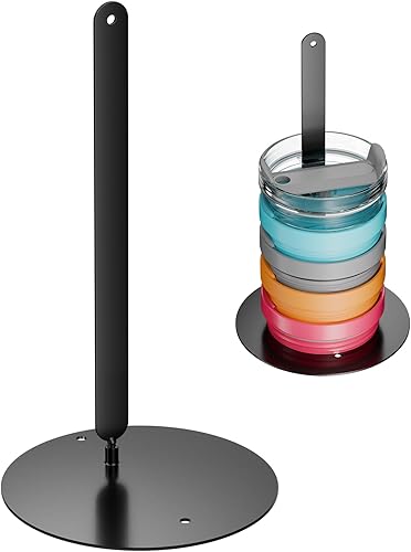 ClosatMeaster Soporte organizador de tapa para vaso, almacenamiento vertical para 10 tapas, acero inoxidable, diseño que ahorra espacio, fácil de