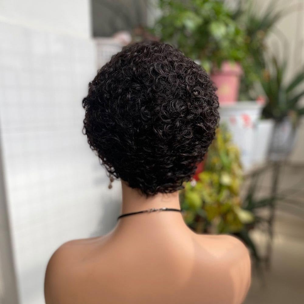 Damen Perücken Kurze Afro-Lockenperücken for schwarze Frauen, Echthaarperücke, 100% brasilianisches Echthaar