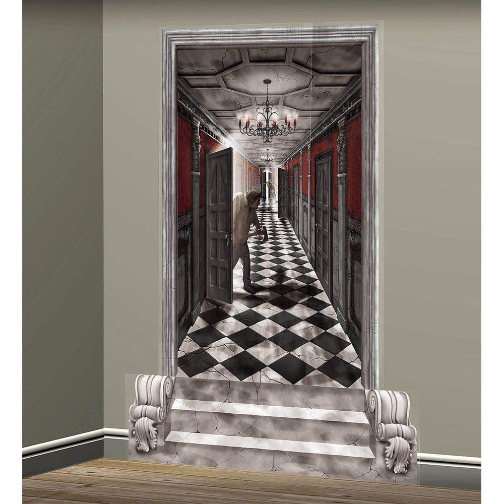Amscan Plastic Gothic Mansion Long Hallway Scene Setters, 65" x 33.5", 2 Pcs