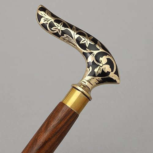 Miniatura 7 de Bastón de madera para caminar, bastón de madera para personas mayores, caña de palo de rosa con cabeza plateada, bastón para caminar para hombres y